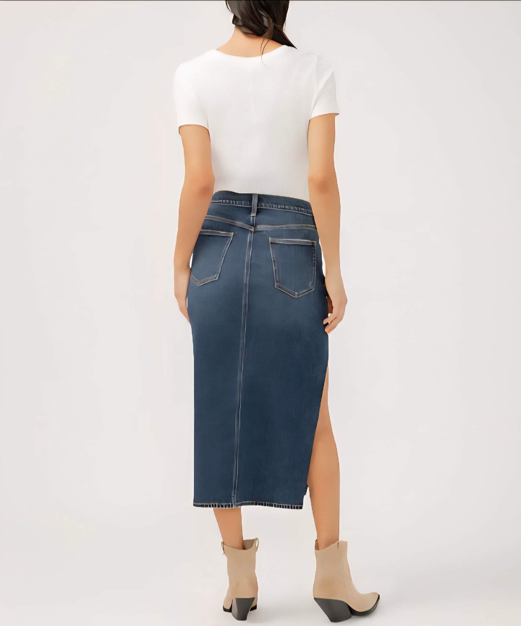 Denim midi skirt