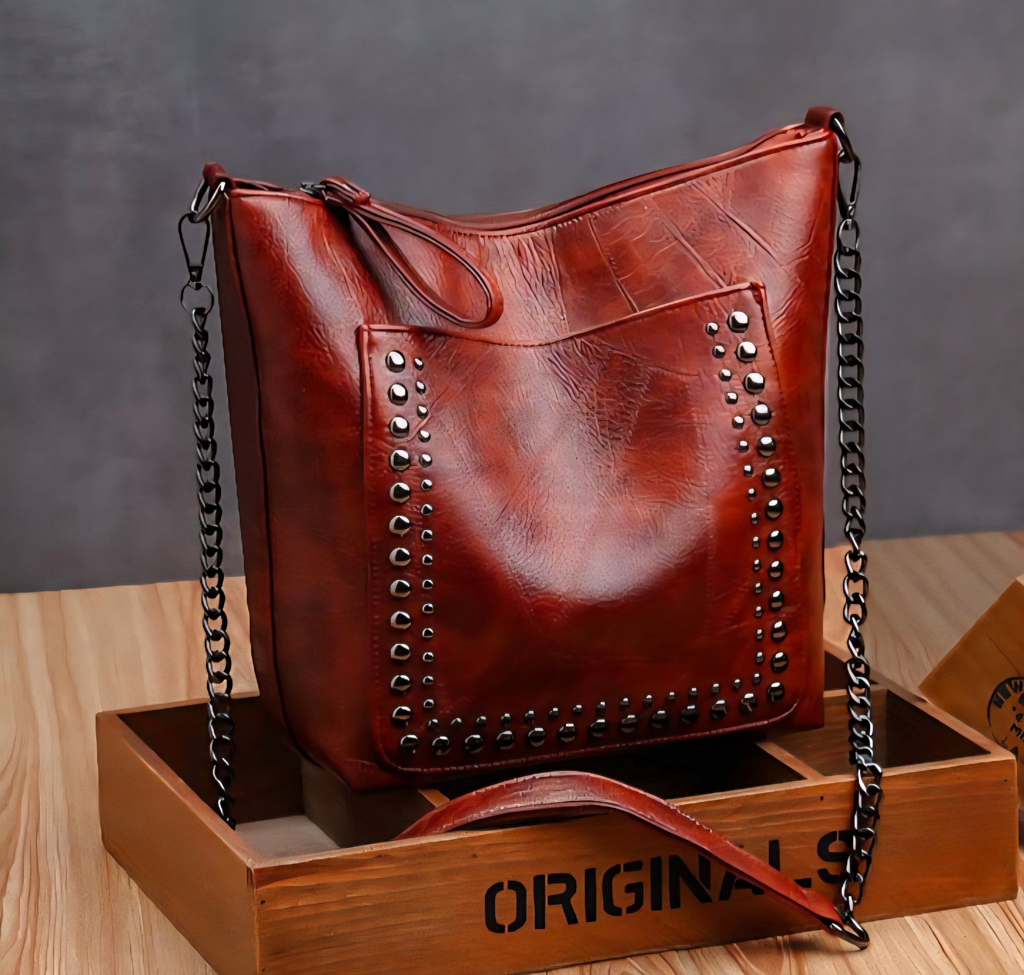 Studded shoulder bag