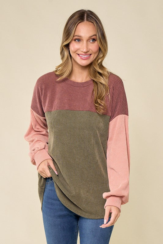 Plus Dylan various colorblock long sleeve tops