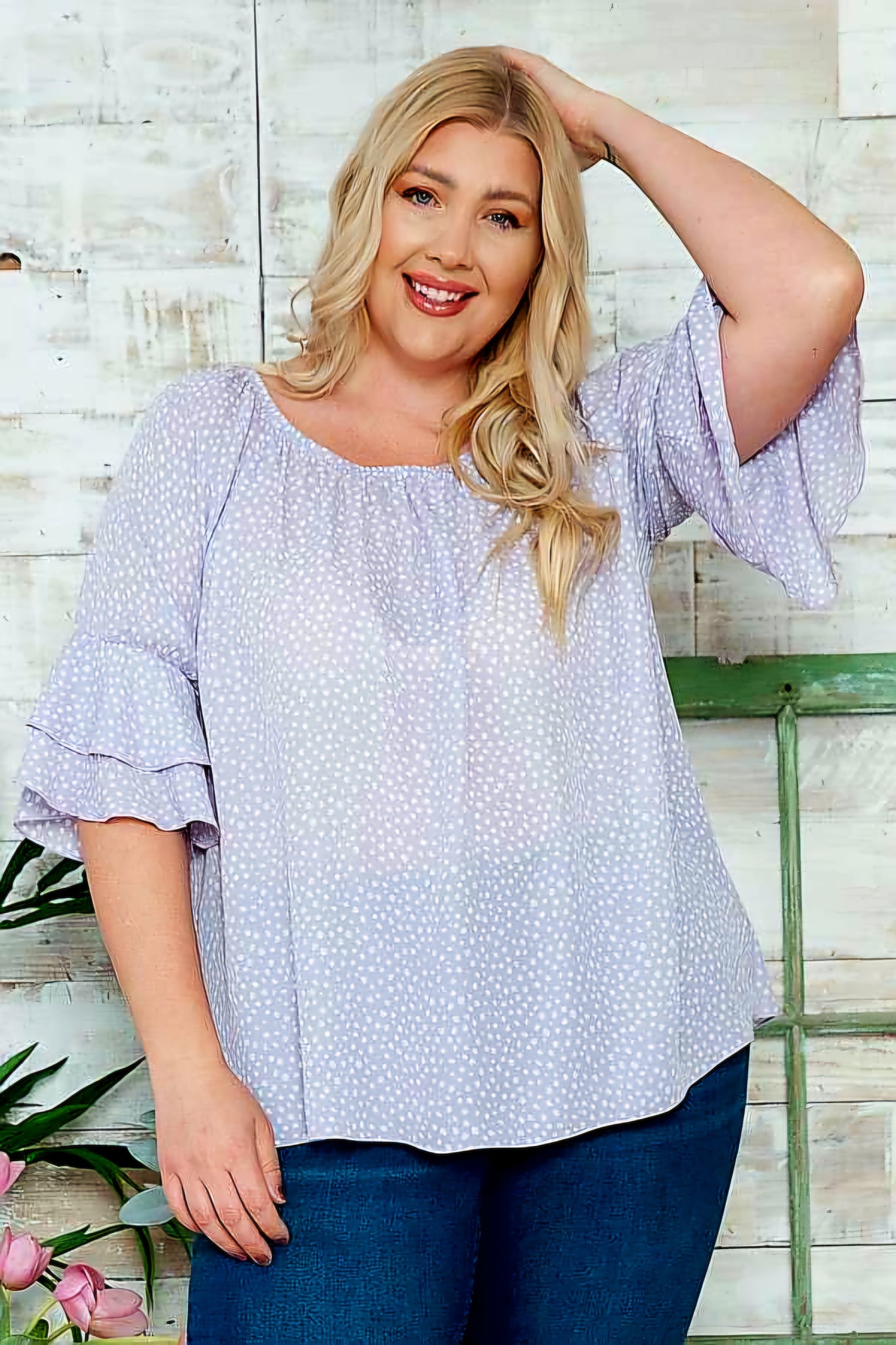 Plus Val 3 quarter sleeve blouse
