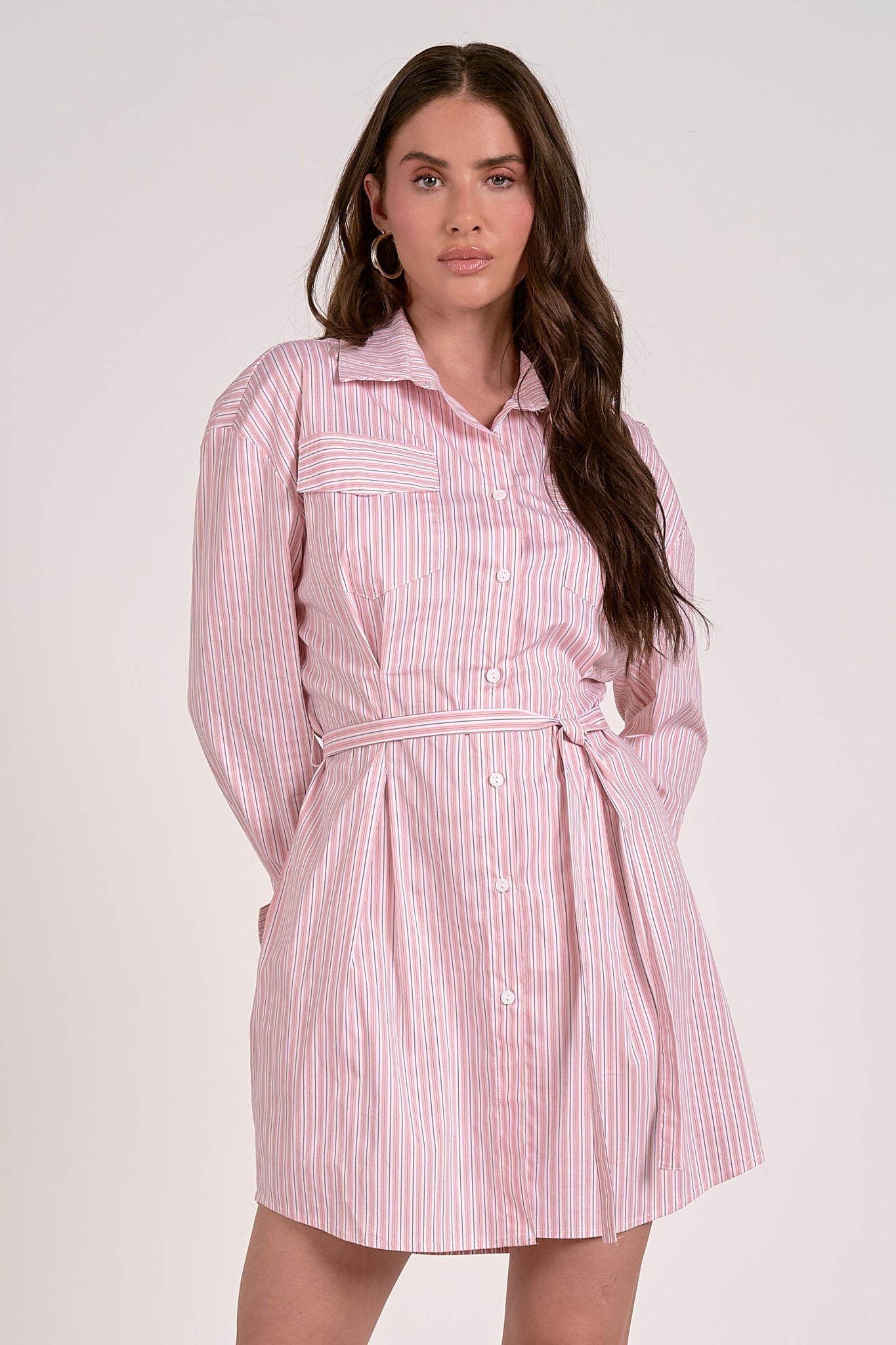 Erica melon stripe shirt dress