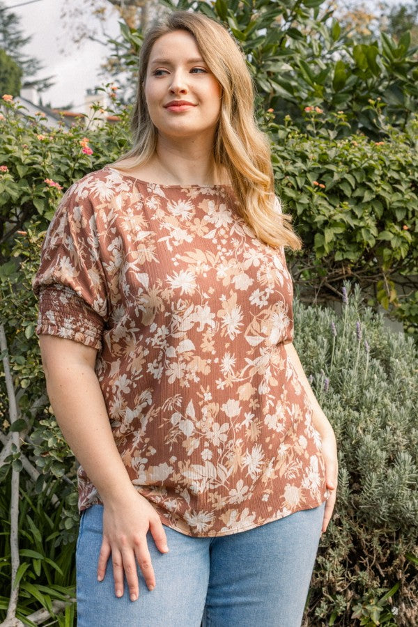 Amber oversized smocked sleeve blouse large to 3xl