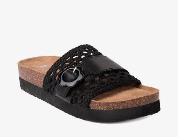 Alma black crochet sandal